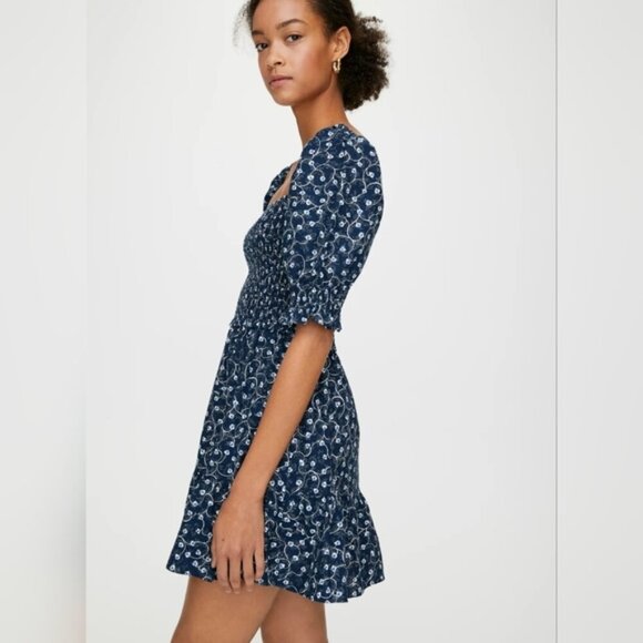 ARITZIA WILFRED Angie Dress Prairie Floral Blue XS - Picture 7 of 14